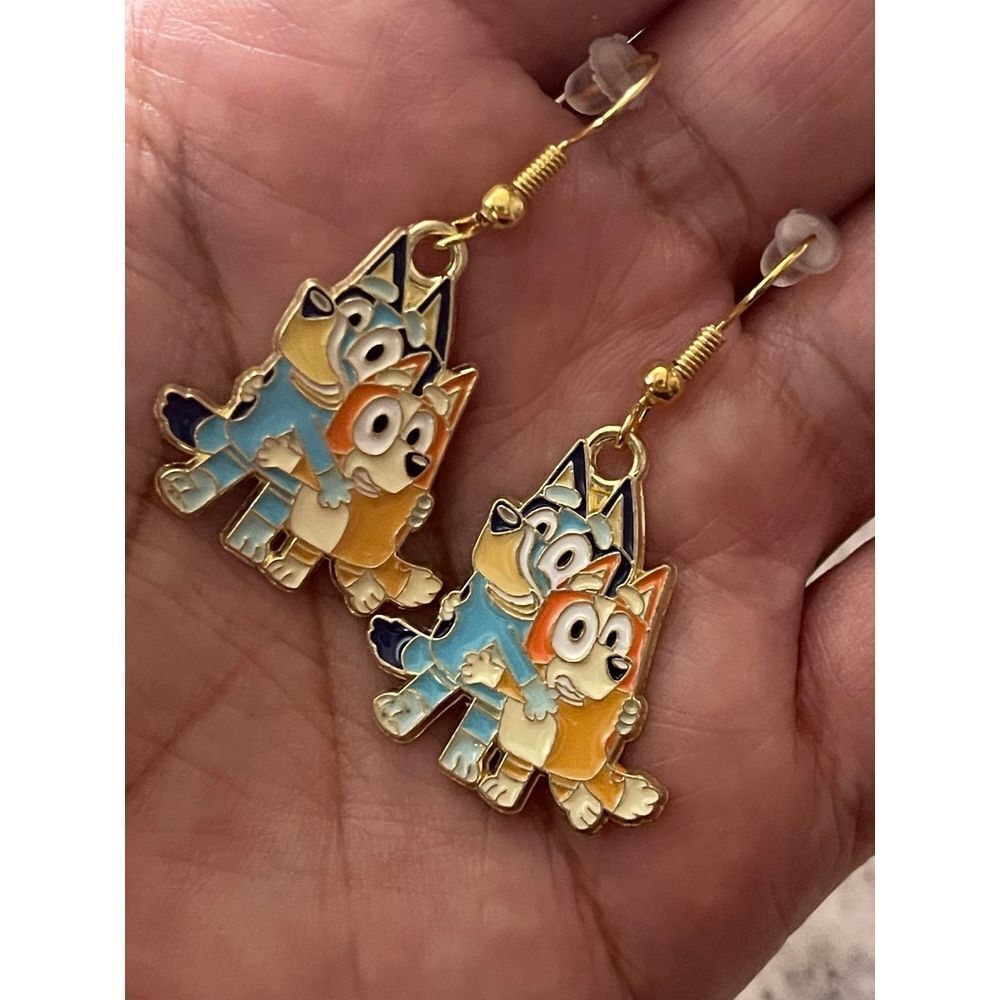 Bluey Earrings Bingo  Sisters Family Dog Blue Red Heeler  ~ New